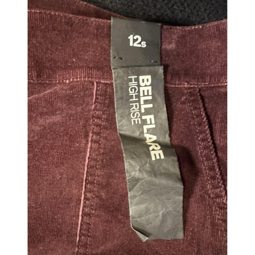Express Bell Flare Pants Womens 12S Burgundy Corduroy High Rise EXWD-7819 NWT - Picture 11 of 14
